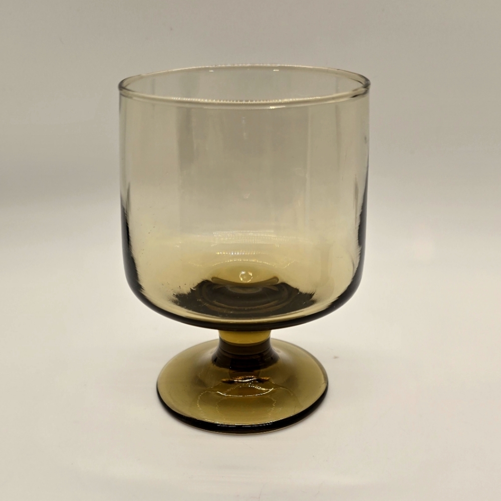 6 Libbey Tawny Accent On The Rocks Glasses Set Vintage Smoke Brown Bar Stemware